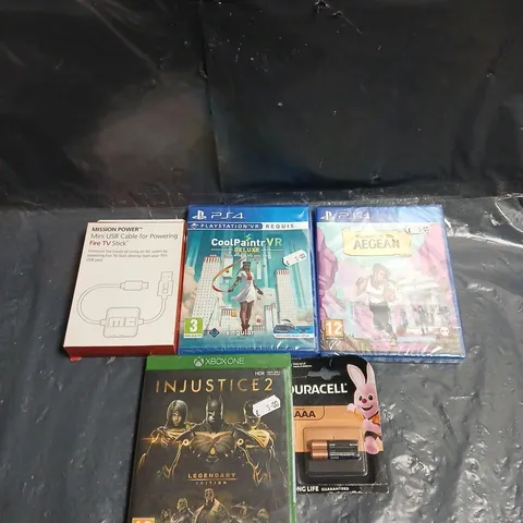 LARGE BOX OF APPROX 20 ASSORTED ITEM TO INCLUDE BATTERIES, PS4 AND XBOX GAMES AND MINI USB'S