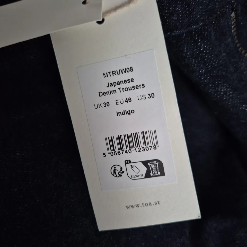 TOAST JAPANESE DENIM TROUSERS – INDIGO, UK 30 (EU 46) US 30