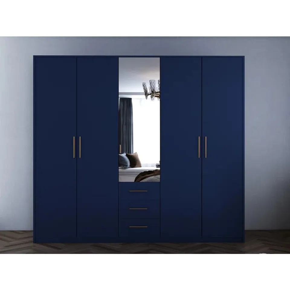 BOXED PAMEL 5 DOOR MANUFACTURED WOOD WARDROBE (4 BOXES)