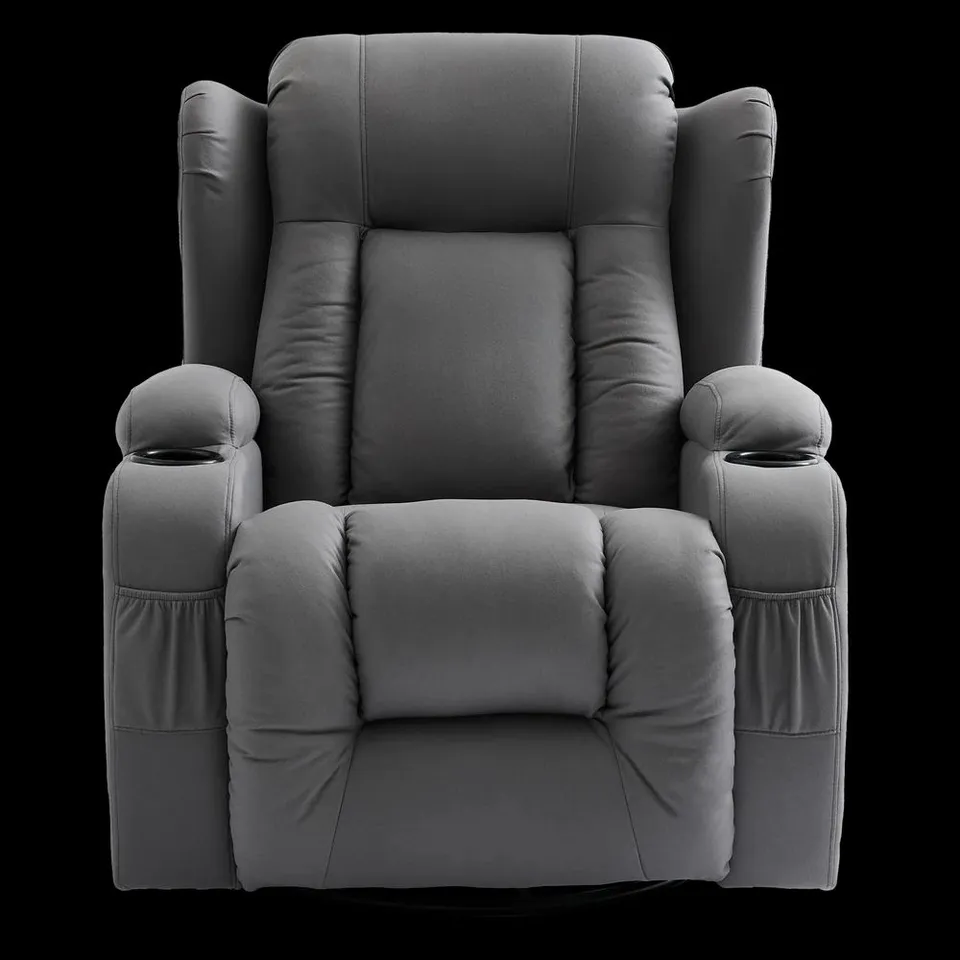 BOXED CAESAR ELECTRIC FABRIC RECLINER CHAIR - GREY (2 BOXES)