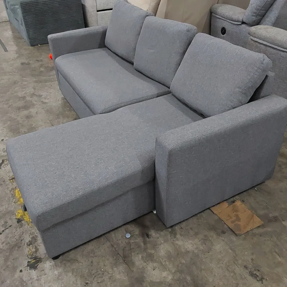 DESIGNER 2-PIECE CORNER SOFA BED UPHOLSTERED IN GREY FABRIC 