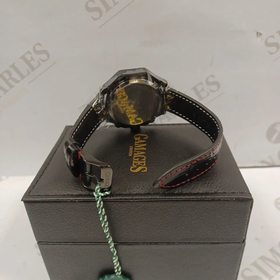 GAMAGES OF LONDON LIMITED EDITION HAND ASSEMBLED GRANDEUR AUTOMATIC BLACK WATCH RRP £695