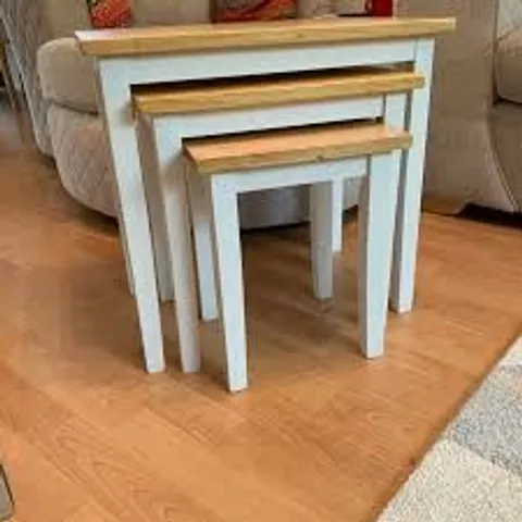 BOXED ELVINA 3 PIECE NEST OF TABLES - WHITE/LIGHT OAK (1 BOX)