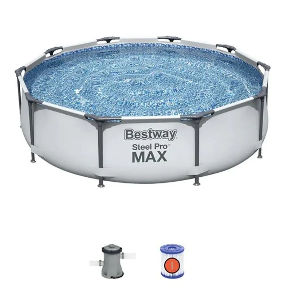BESTWAY STEEL PRO MAX SWIMMING POOL WITH PUMP (L) 3.05M X (H) 76CM
