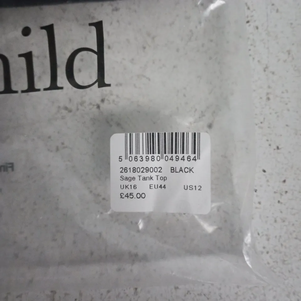 NOBODY'S CHILD SAGE TANK TOP – BLACK, UK16 (EU44, US12)
