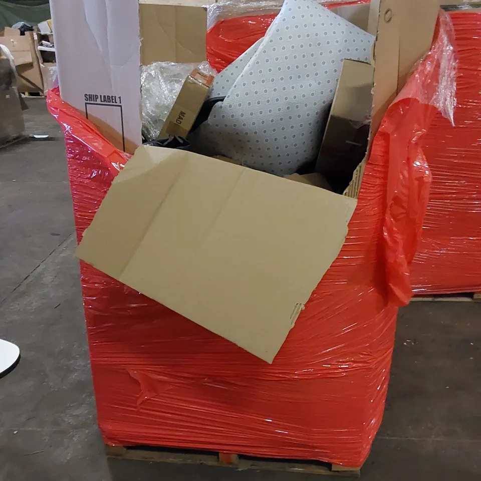 PALLET TO CONTAIN ASSORTED HOUSEHOLD PRODUCTS. INCLUDES AIR FRYER, AIR PURIFIER, BALLOON STAND, BODYBOARD ETC 