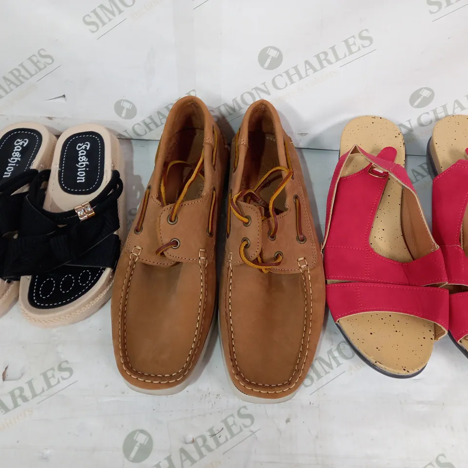 BOX OF APPROXIMATELY 20 ASSORTED PAIRS OF SHOES IN VARIOUS STYLES AND SIZES TO INCLULDE 