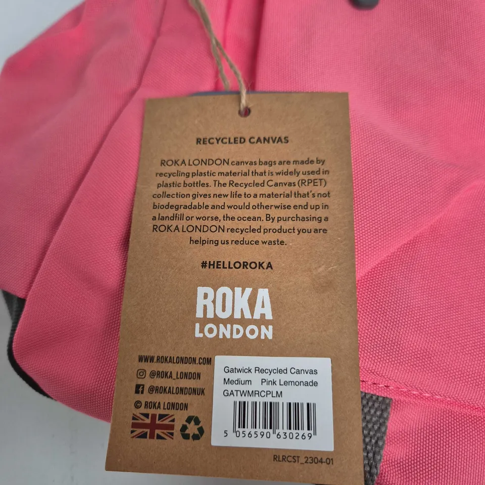 ROKA LONDON RECYCLED CANVAS BAG – MEDIUM, PINK LEMONADE