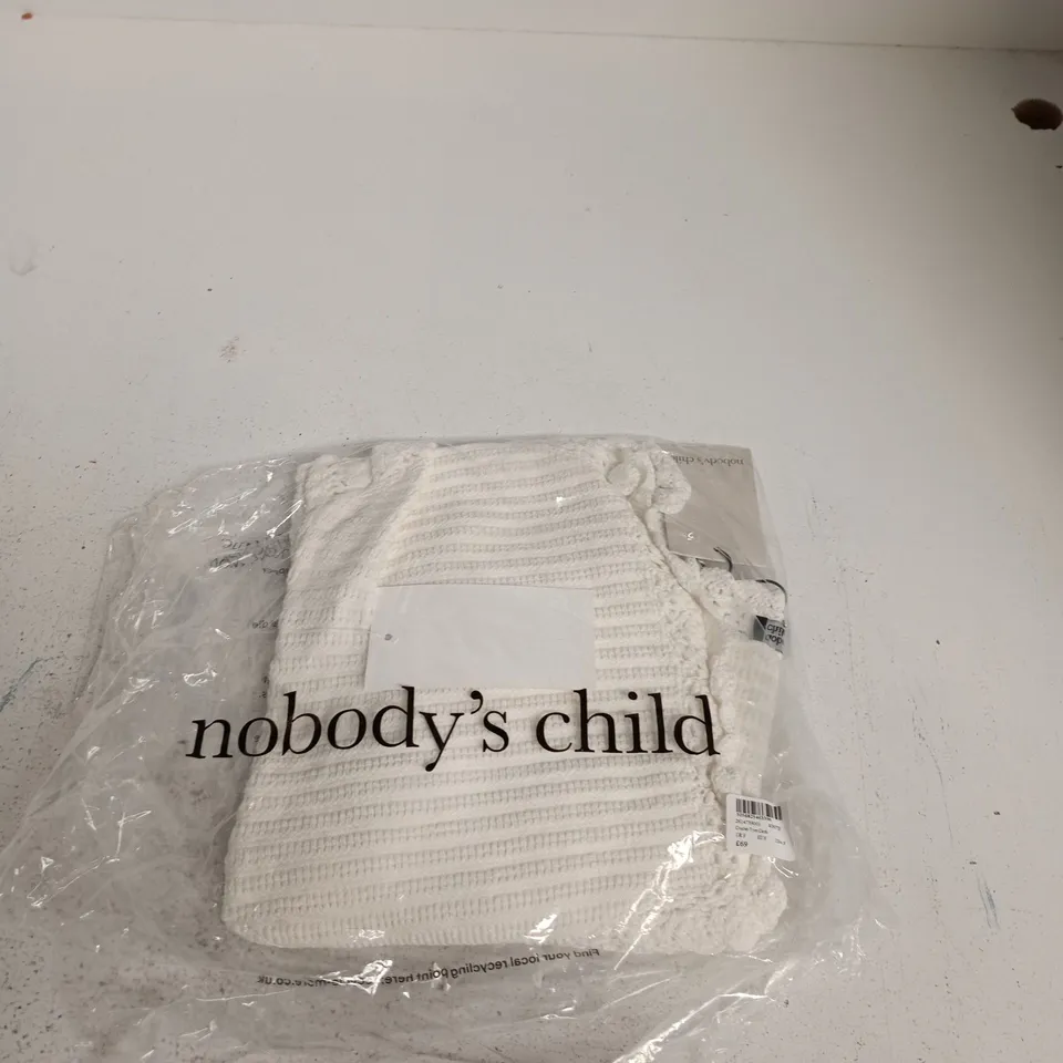 NOBODY'S CHILD CROCHET TRIM CARDI - WHITE KNIT CARDIGAN, UK S (EU S, USA S)