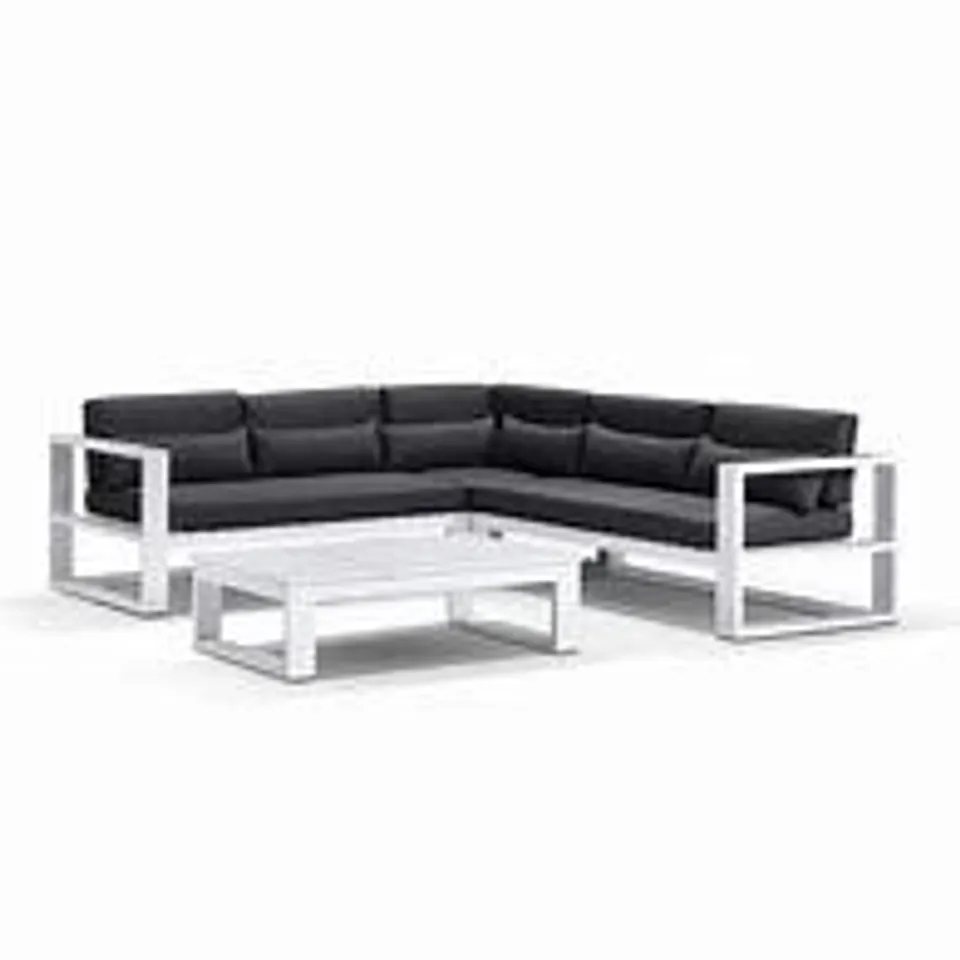 BOXED SANTORIN ALUMINUM COFFEE TABLE SET WITH SIDE TABLE 