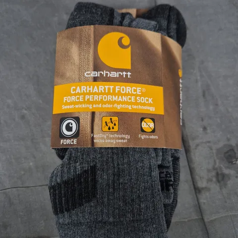 CARHARTT FORCE SOCKS β SHOE SIZE 6-12, SOCK SIZE L, DARK GREY
