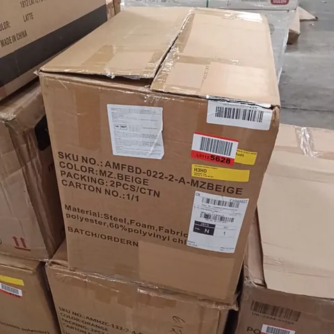 BOXED FAUX LEATHER DINING CHAIRS (SET OF 2) - BEIGE (1 BOX)