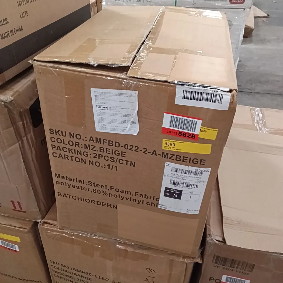 BOXED FAUX LEATHER DINING CHAIRS (SET OF 2) - BEIGE (1 BOX)