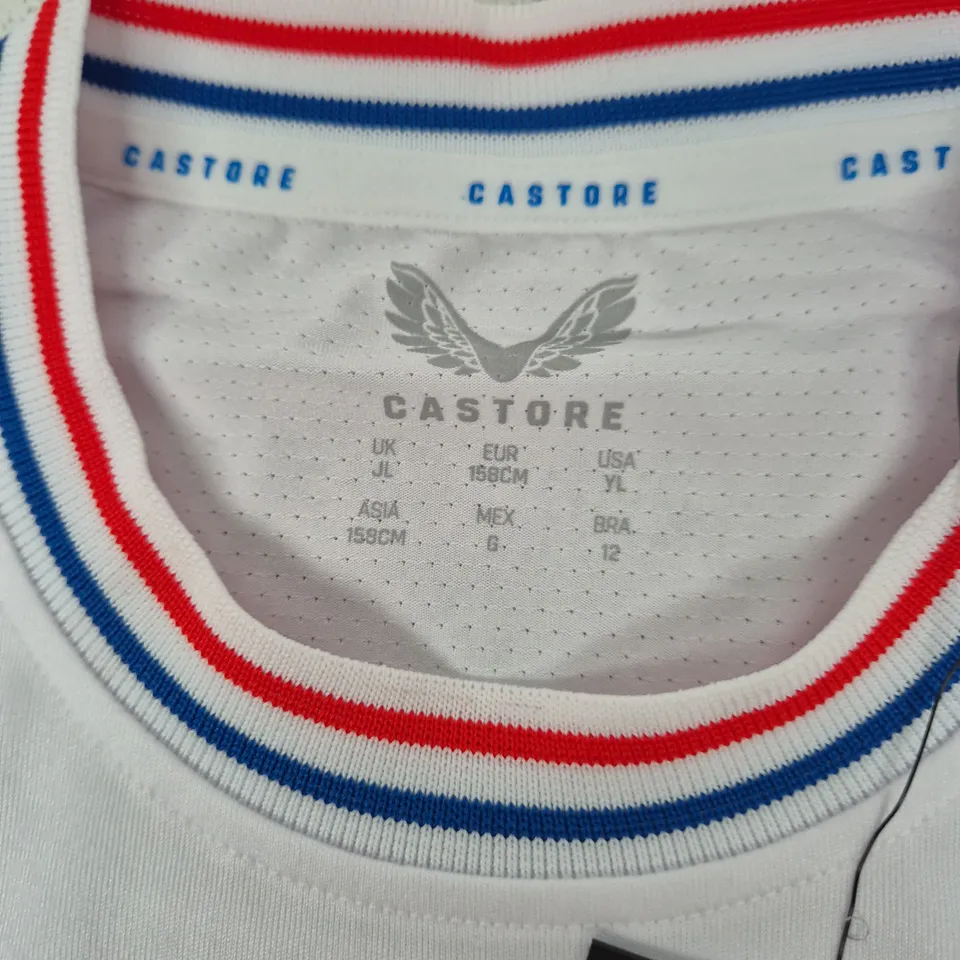 RANGERS AWAY SS SHIRT BY CASTORE – WHITE, JUNIOR LARGE (158 CM) UK JL