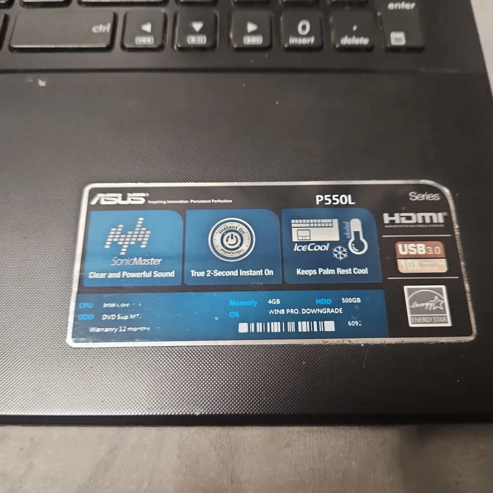 ASUS P550L NOTEBOOK PC - WINDOWS 8 PRO, 4GB RAM, 500GB HDD