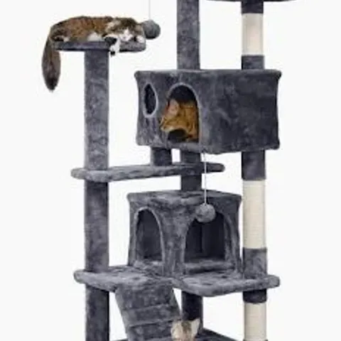 BOXED YAHEETECH 91cm CAT TREE TOWER WITH CONDOS AND PERCHES - LIGHT GREY (1 BOX)
