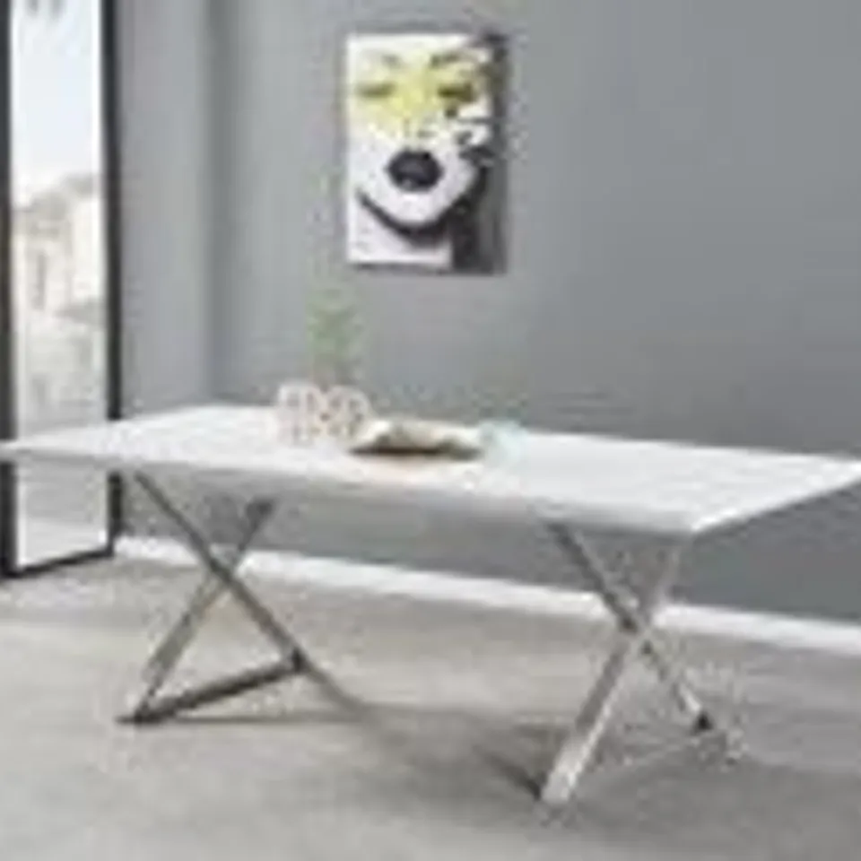 BOXED MAYLINE EXTENDABLE DINING TABLE IN WHITE HIGH GLOSS (2 BOXES)