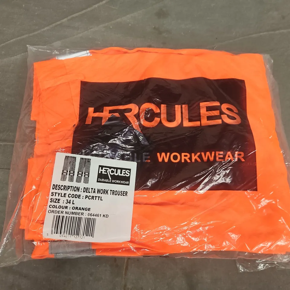 BAGGED HERCULES DELTA WORK TROUSERS IN ORANGE - 34L