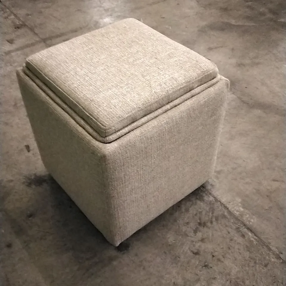 QUALITY DESIGNER LOUNGE CO STORAGE FOOTSTOOL IN BEIGE FABRIC