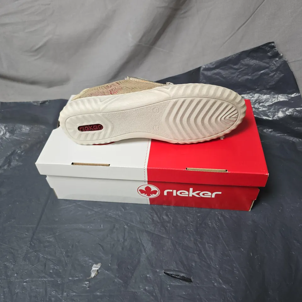 RIEKER WOMEN'S BEIGE TRAINERS WITH ZIP DETAIL – BOXED SIZE 39