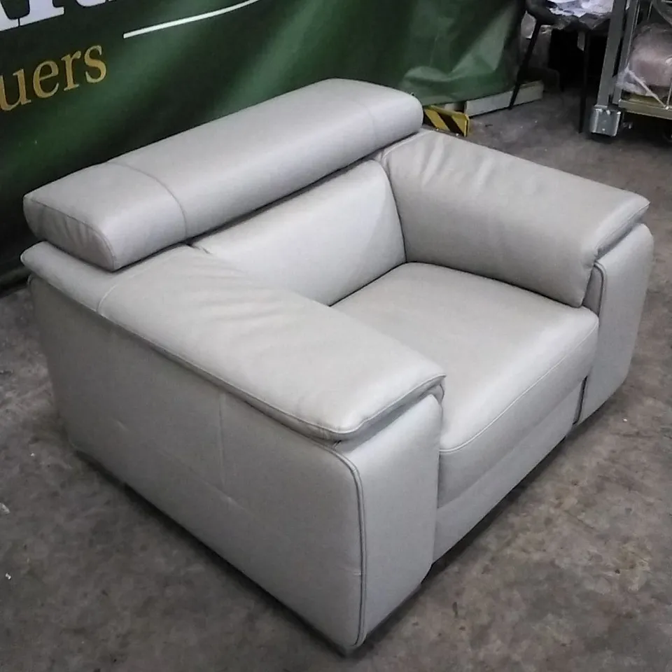 QUALITY ITALIAN DESIGNER MELO MAXI ARMCHAIR LIGHT GREY LEATHER