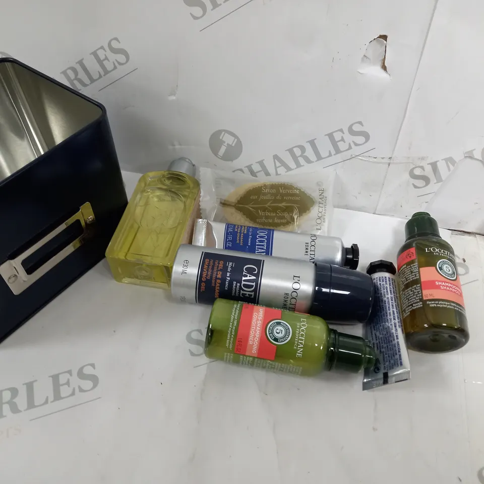 L'OCCITANE 7 PIECE MEN'S GROOMING ESSENTIALS & TIN BOX