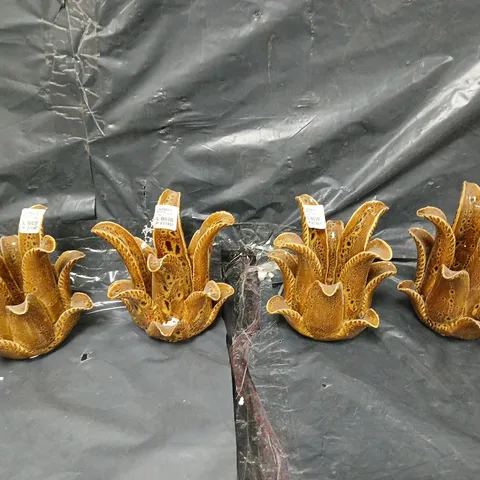 4 DECORATIVE PLANT CANDLE HOLDERS - COLLECTION ONLY 