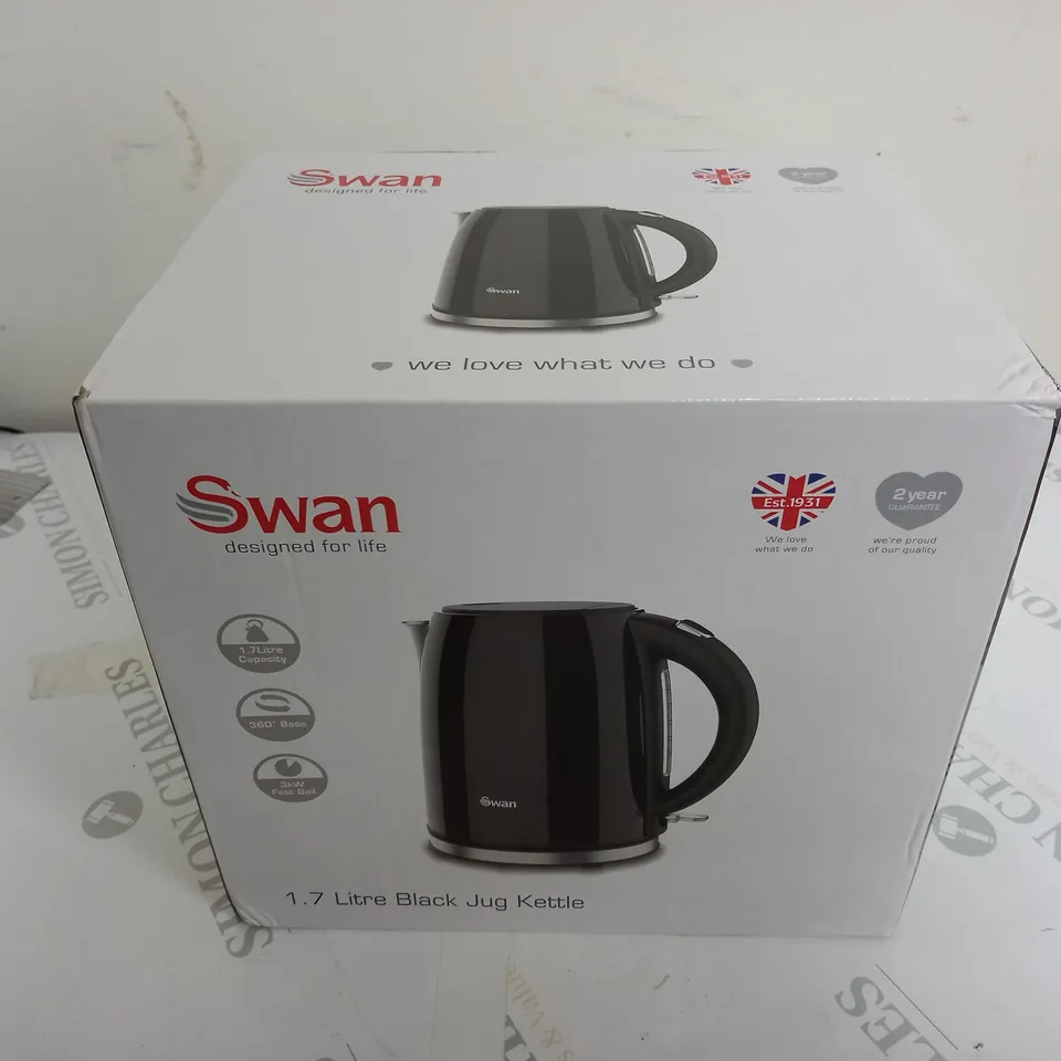 BOXED SWAN 1.7L BLACK JUG KETTLE