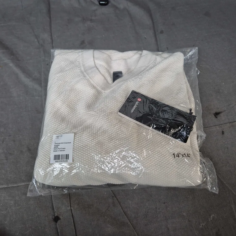 BAGGED LULULEMON MEN'S TEXTURED-KNIT CREWNECK SWEATER – SIZE UK LARGE (L) 