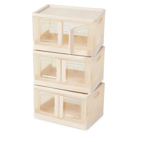 BOXED ORGANISED OPTIONS SET OF 3 42L COLLAPSIBLE STORAGE BOXES - PEARL