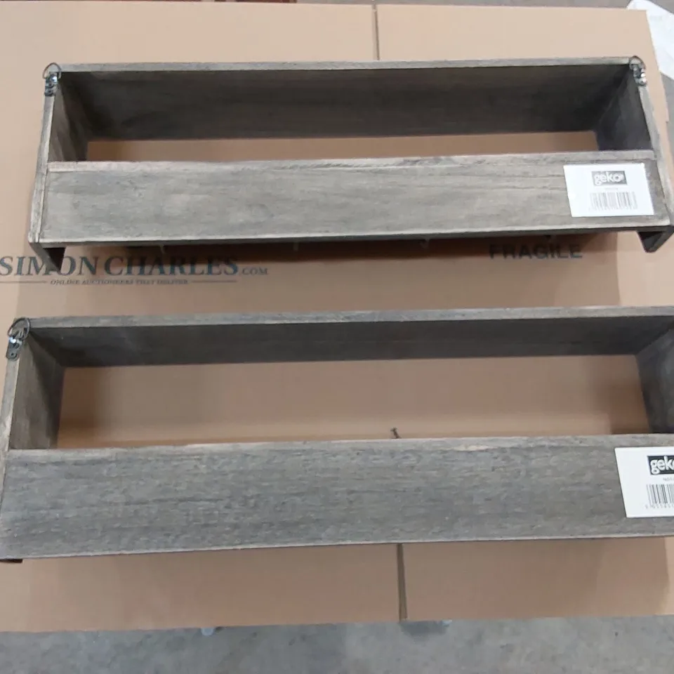 SET OF 2 MARIA SOLID WOOD WALL SHELVES WITH HOOKS (1 ITEM)