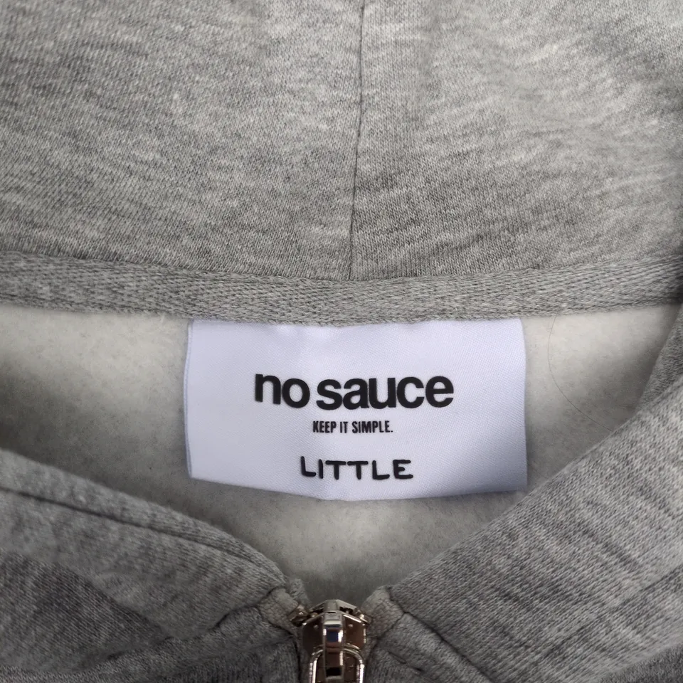 NO SAUCE LITTLE GREY ZIP HOODIE 