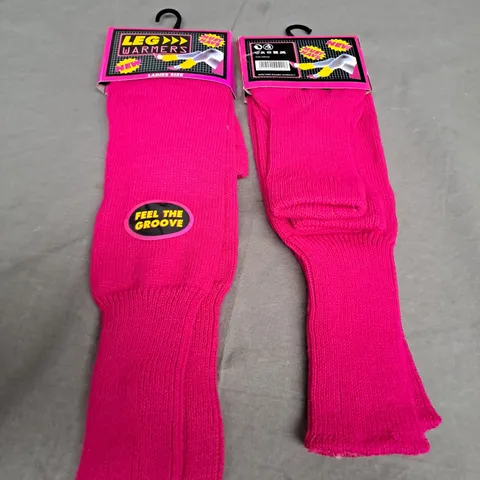 BOX OF APPROX 50 ASSORTED PINK LEG WARMERS - SIZES VARY 