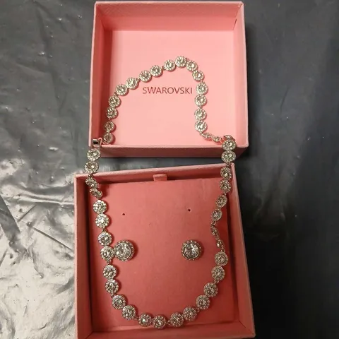 SWAROVSKI CRYSTAL NECKLACE & EARRINGS SET – PINK BOXED