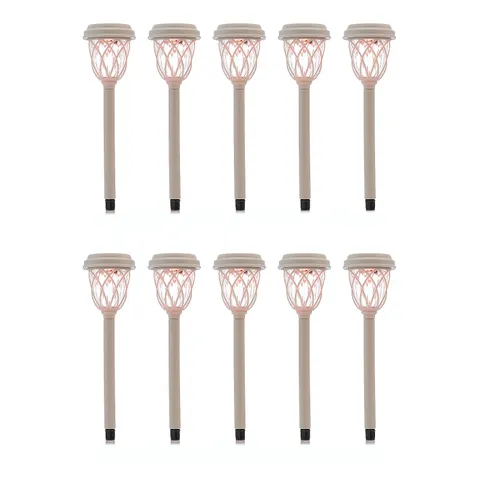 GARDEN REFLECTIONS SET OF 10 DUAL FUNCTION SUNBEAM SOLAR GLASS STAKE LIGHTS