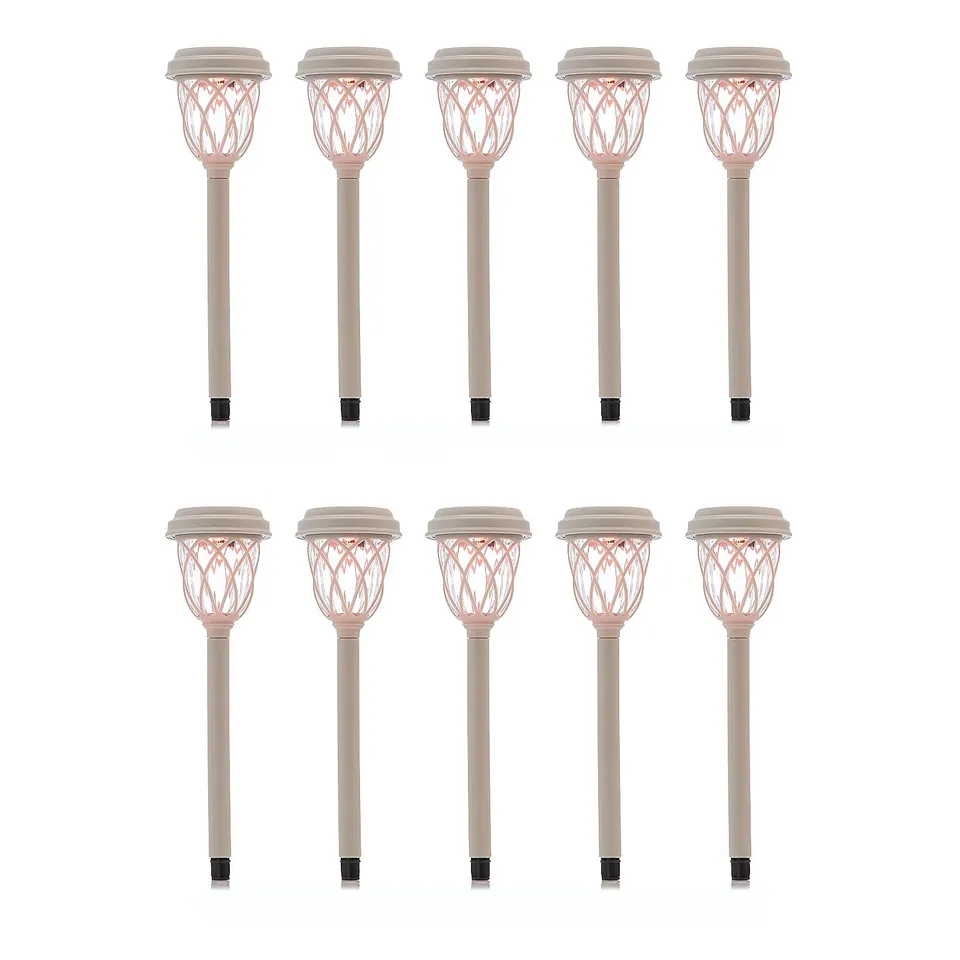 GARDEN REFLECTIONS SET OF 10 DUAL FUNCTION SUNBEAM SOLAR GLASS STAKE LIGHTS