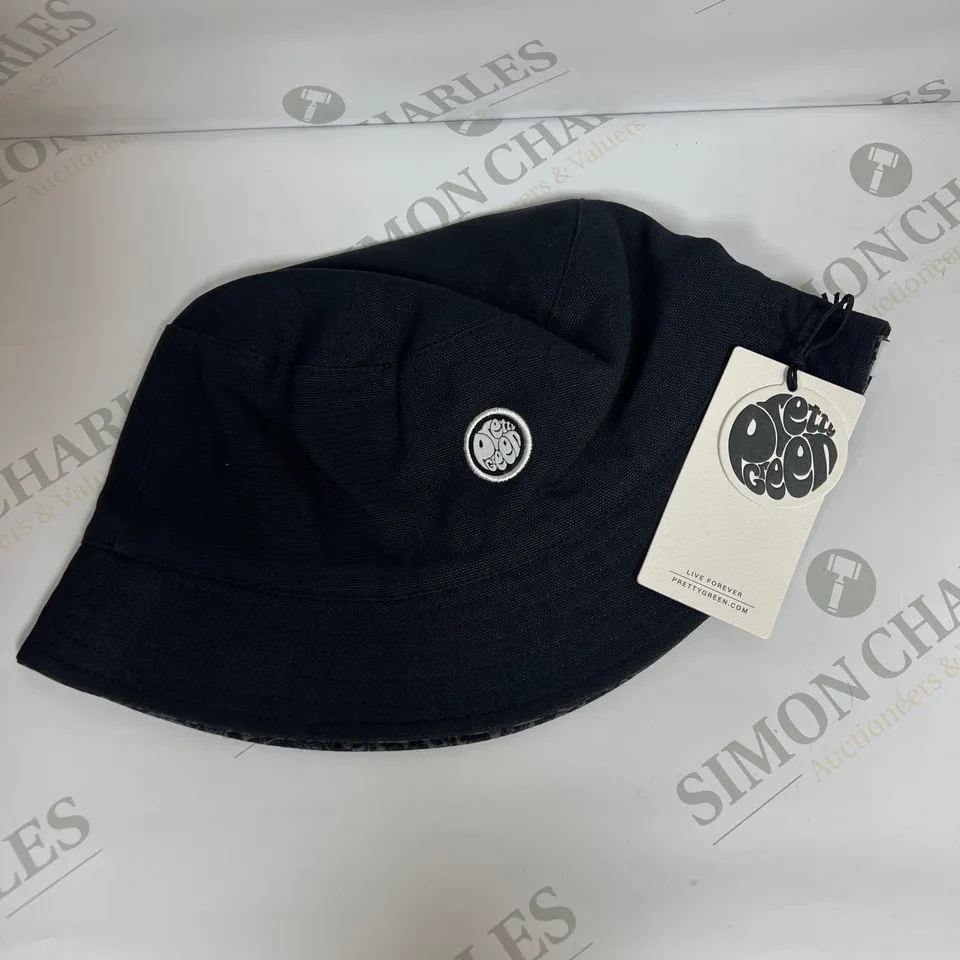 PRETTY GREEN TONAL PAISLEY BUCKET HAT IN BLACK SIZE M