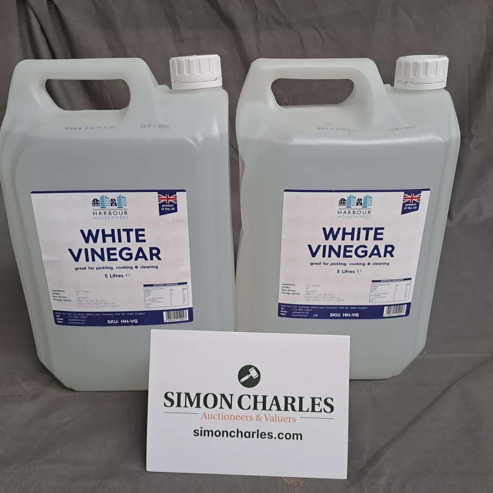 LOT OF 4 5L TUBS OF WHITE VINEGAR
