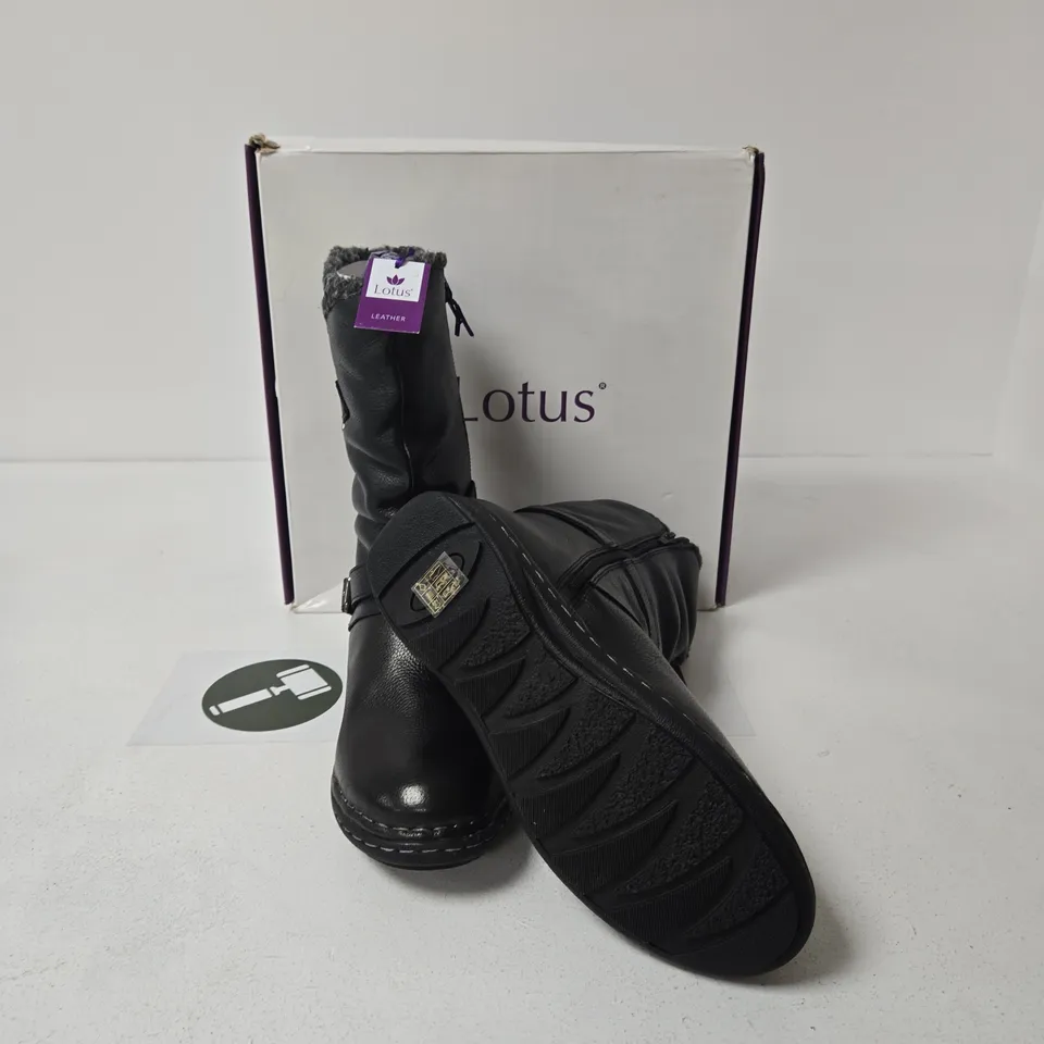 LOTUS LEATHER BOOT WITH FUR LINING – BLACK, WOMEN'S - UK SIZE 7
