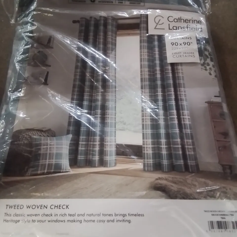 CATHRINE LANSFIELD TWEED WOVEN CHECK CURTAINS 90X90INCH
