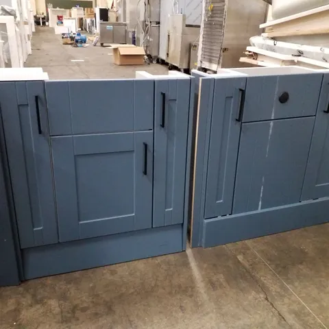 DESIGNER NAVY SINK UNIT AND TOILET UNIT WITH BLACK HANDLES