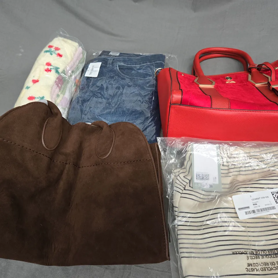 APPROXIMATELY 20 ASSORTED CLOTHING ITEMS IN VARIOUS SIZES TO INCLUDE -BAG , SOCKS , TROUSERS ETC