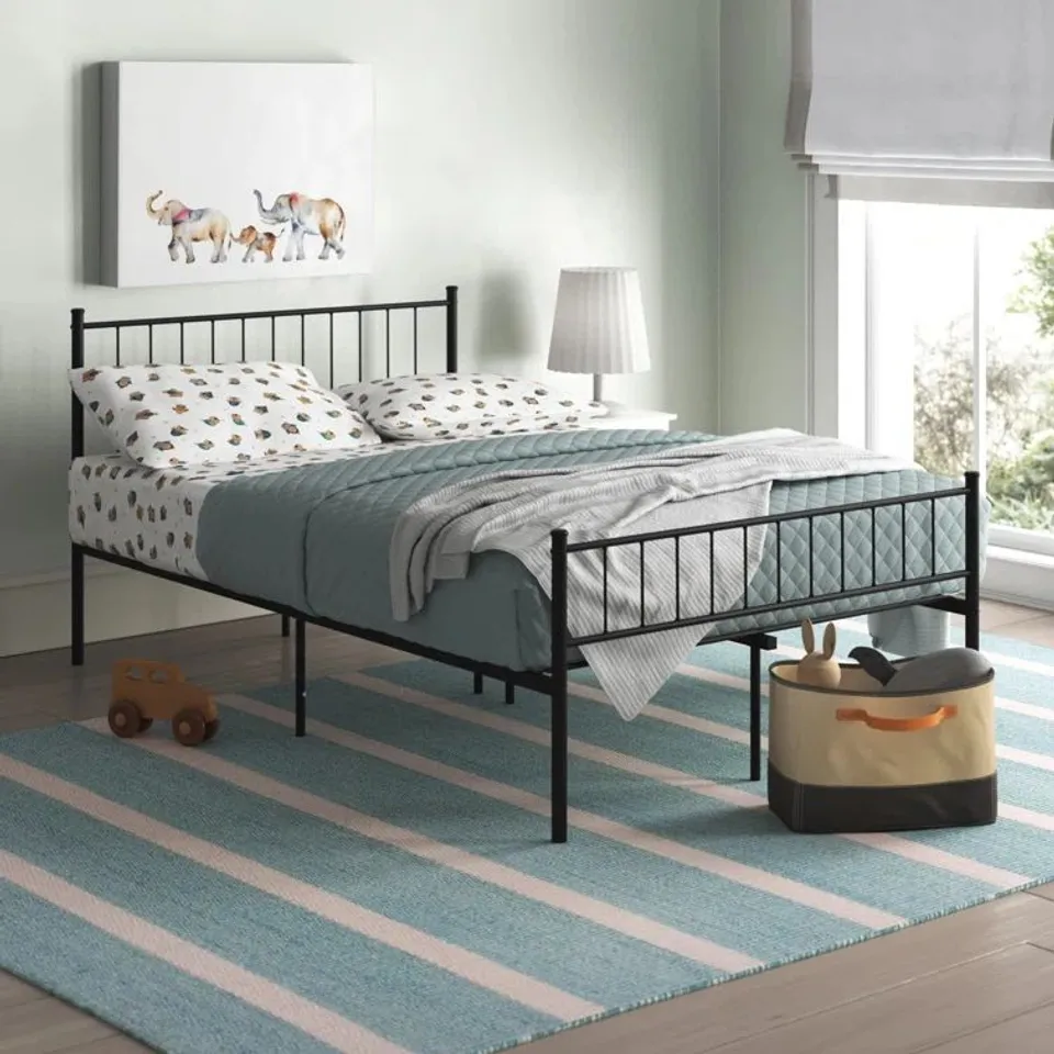 BOXED DESIGNER JOELIE SMALL DOUBLE BED FRAME BLACK