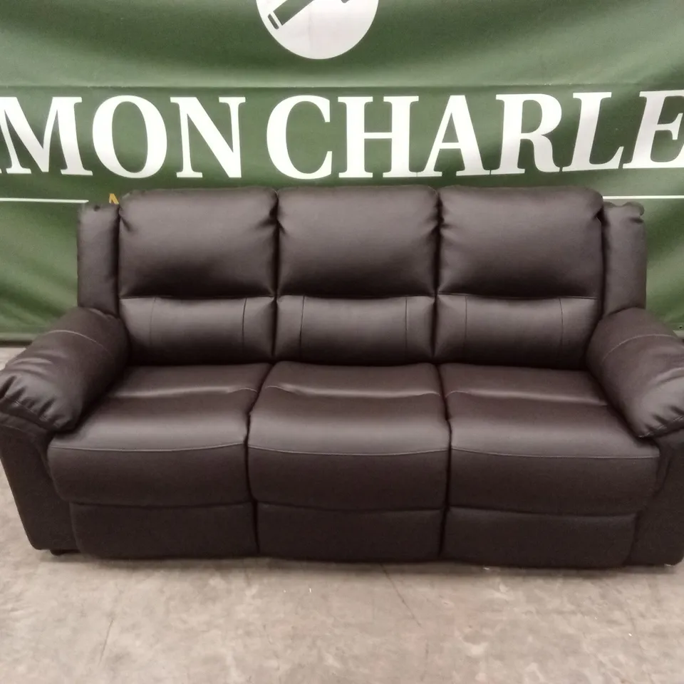 ALBION LUXURY FAUX LEATHER HIGH BACK 3 SEATER SOFA - CHOCOLATE RRP £599