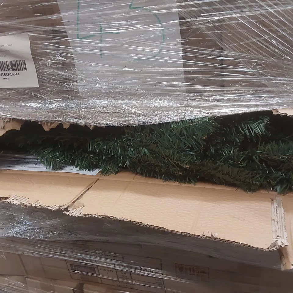 PALLET CONTAINING A VERY LARGE QUANTITY OF ASSORTED ITEMS INCLUDING: ARTIFICIAL CHRISTMAS TREES, CHRISTMAS PAPER LARGE STORAGE CASES ECT