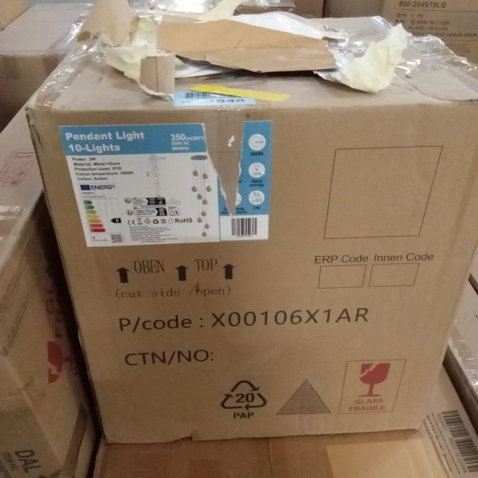 BOXED 10-LIGHT CEILING PENDANT LIGHT (1 BOX)