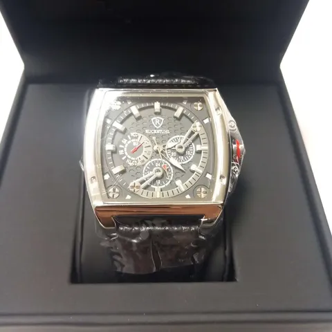 MEN’S RUCKSTUHL R300 CHRONOGRAPH WATCH – BLUE MULTI FUNCTION DIAL – BLACK CASE -3ATM WATER RESISTANT – GENUINE LEATHER STRAP – RRP £600
