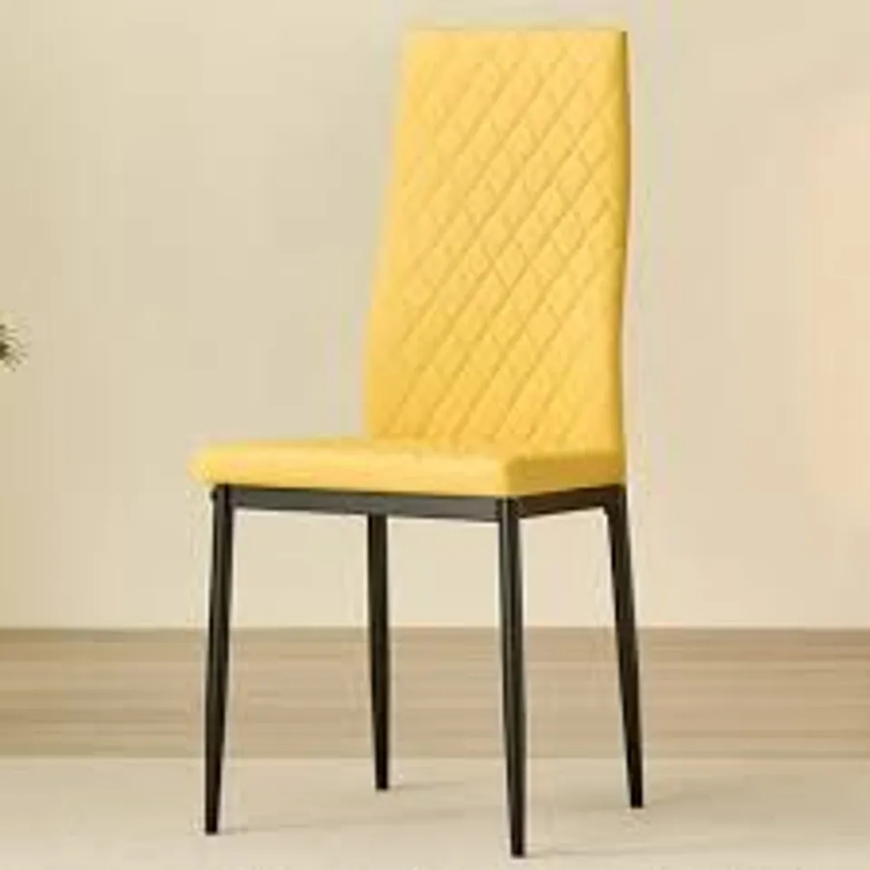 BOXED SET OF 2 EMILY DIAMOND HIGH BACK DINING CHAIRS - YELLOW (1 BOX)