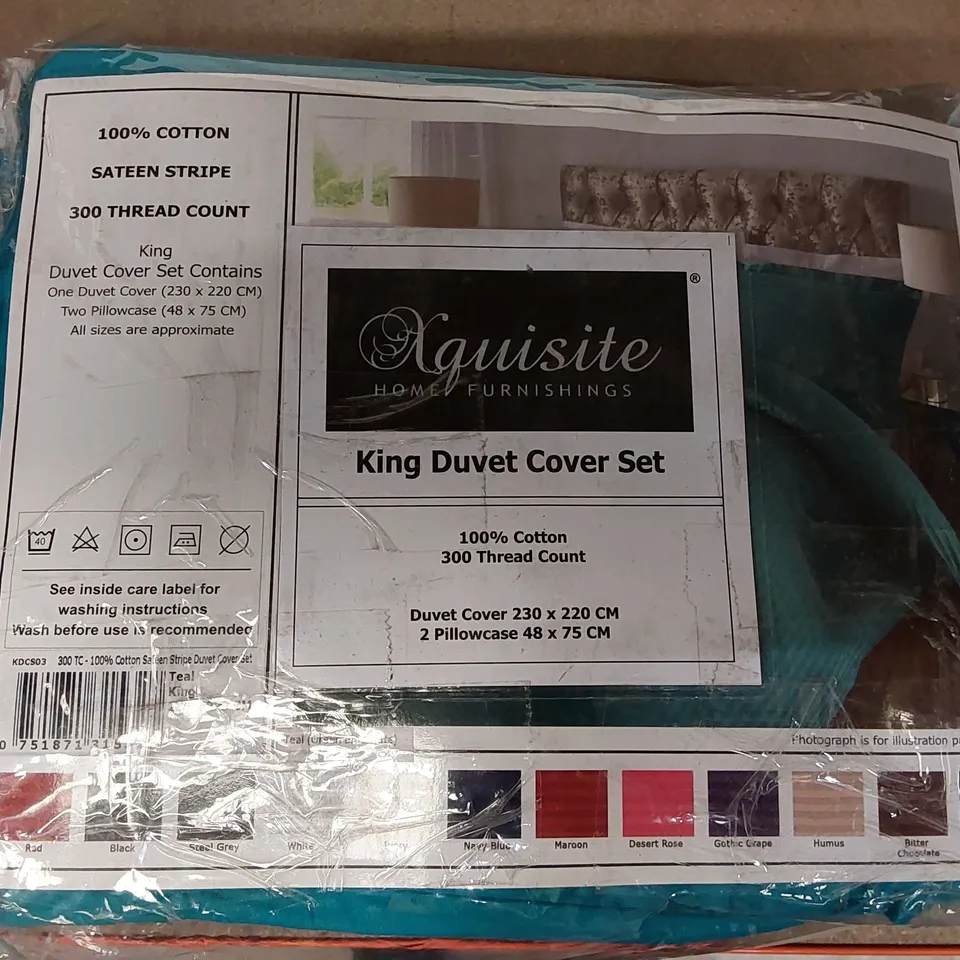 BAGGED STAIN STRIPED KING SIZE DUVET COVER SET WITH 2 PILLOW CASES (1 ITEM)