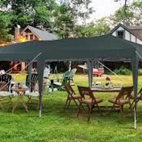 BOXED 3 X 6M GARDEN POP UP GAZEBO, HEIGHT ADJUSTABLE MARQUEE PARTY TENT - WHITE (1 BOX)